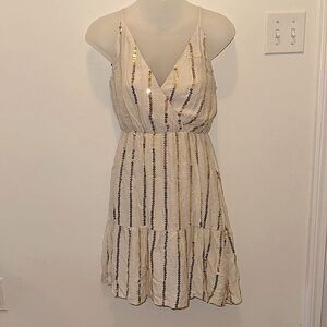 Southern Fried Chics Boutique Gold Beige Sequin Sheath Dress V-cut Small S NWT